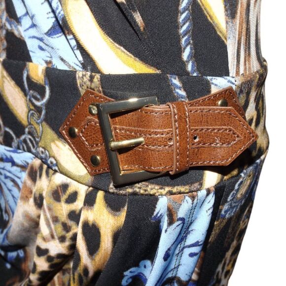 new CACHE Dress, M, Faux Wrap, Cap Sleeve, Leopard/Baroque/Lux print, Pullover - Picture 6 of 15